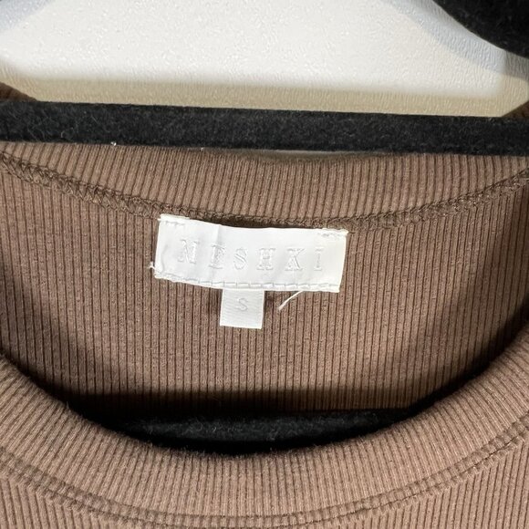 Meshki‎ Dress Women's Small Brown Ribbed Knit Side Slit Bodycon Sleeveless - Picture 5 of 10